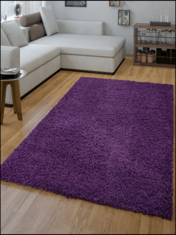 Alfombra-Shaggy-Pelo-Largo-Moderna-Monocolor-En-Lila